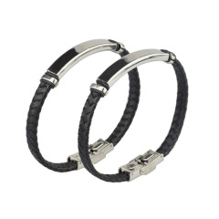 Wholesale Custom Cuff Engravable Mens Hand Leather Bracelet